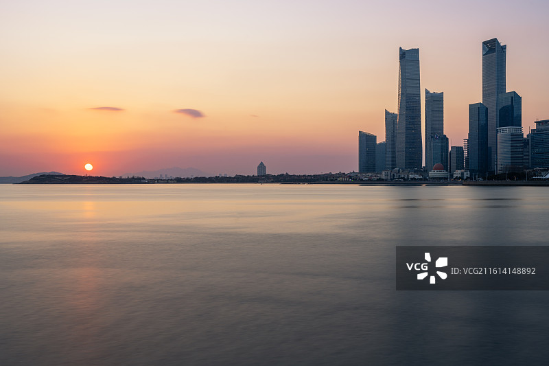 青岛浮山湾日落风光图片素材