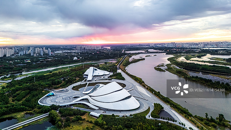 航拍哈尔滨大剧院图片素材