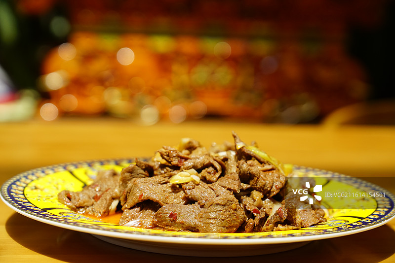 四川阿坝美食炒牛肉图片素材