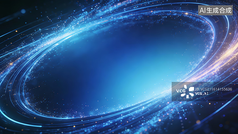 【AI数字艺术】蓝色星环宇宙背景图片素材