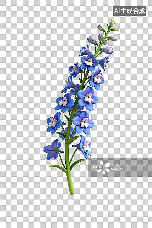【AI数字艺术】蓝色飞燕草花朵特写图片素材
