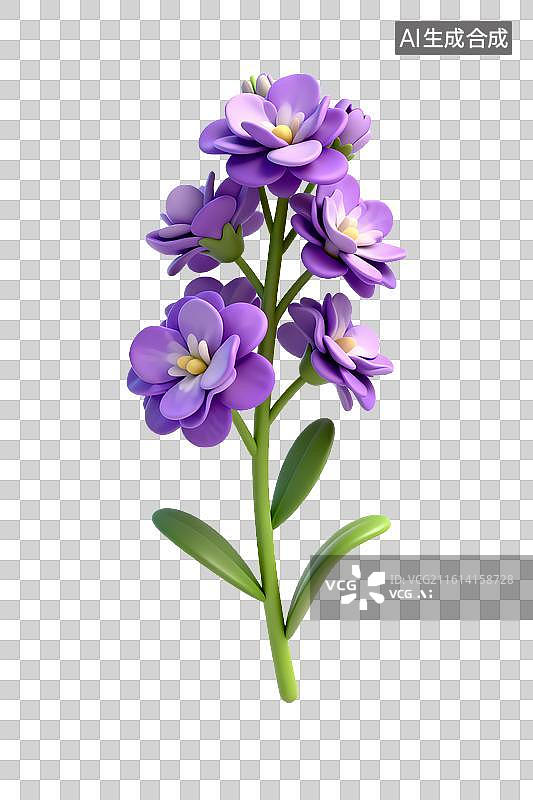 【AI数字艺术】紫色开花枝条与绿叶图片素材