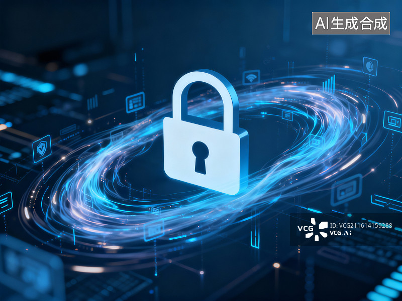 【AI数字艺术】数字网络中的安全锁与网络安全图片素材