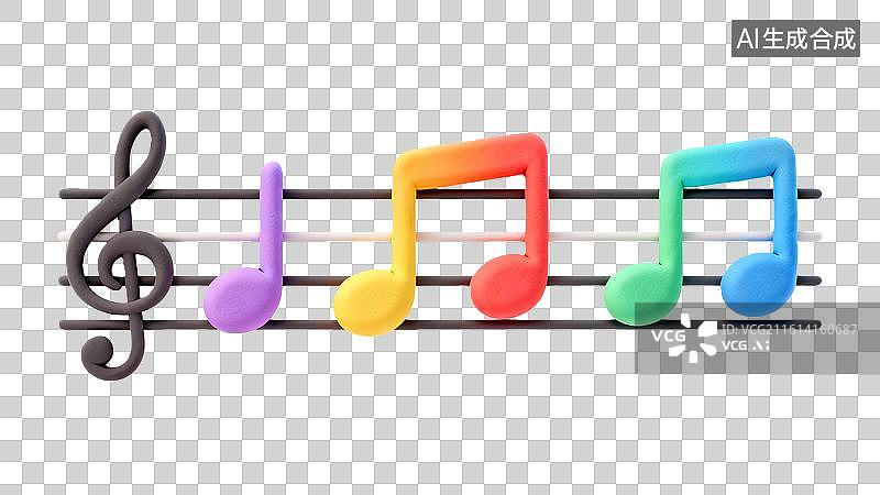 【AI数字艺术】五线谱上跳动的音符图片素材