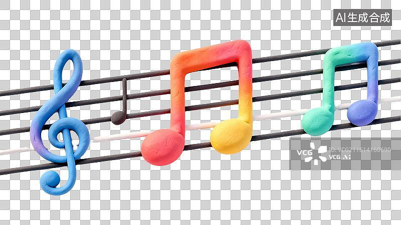 【AI数字艺术】五线谱上跳动的音符图片素材