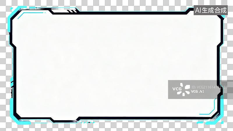 【AI数字艺术】科技感蓝色边框 赛博朋克风格框架图片素材