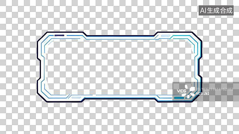 【AI数字艺术】科技感蓝色边框 赛博朋克风格框架图片素材