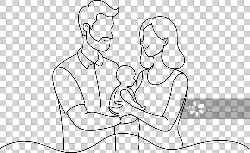 一位女士和一位男士分别抱着婴儿展示图片素材