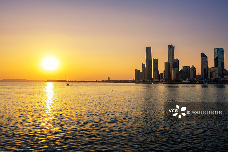 青岛浮山湾日落风光图片素材