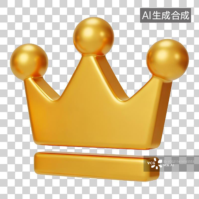【AI数字艺术】3D渲染免抠卡通立体质感金色可爱皇冠标志图标图片素材