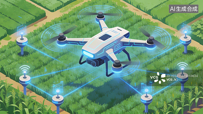【AI数字艺术】无人机农田监测系统图片素材