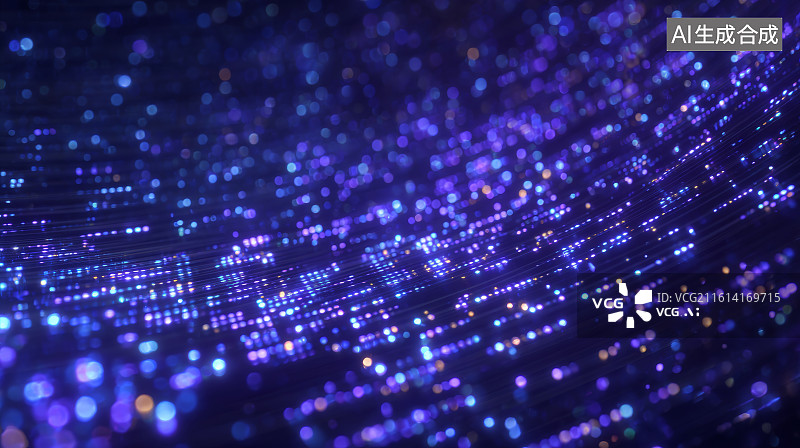 【AI数字艺术】充满速度感与流光溢彩的蓝紫色未来数字城市夜景图片素材