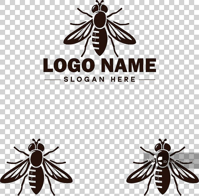 商业品牌应用程序的食蚜蝇蜜蜂标志图标图片素材
