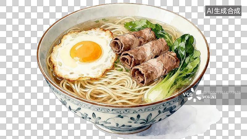 【AI数字艺术】牛肉面拉面面条插画免抠元素图片素材