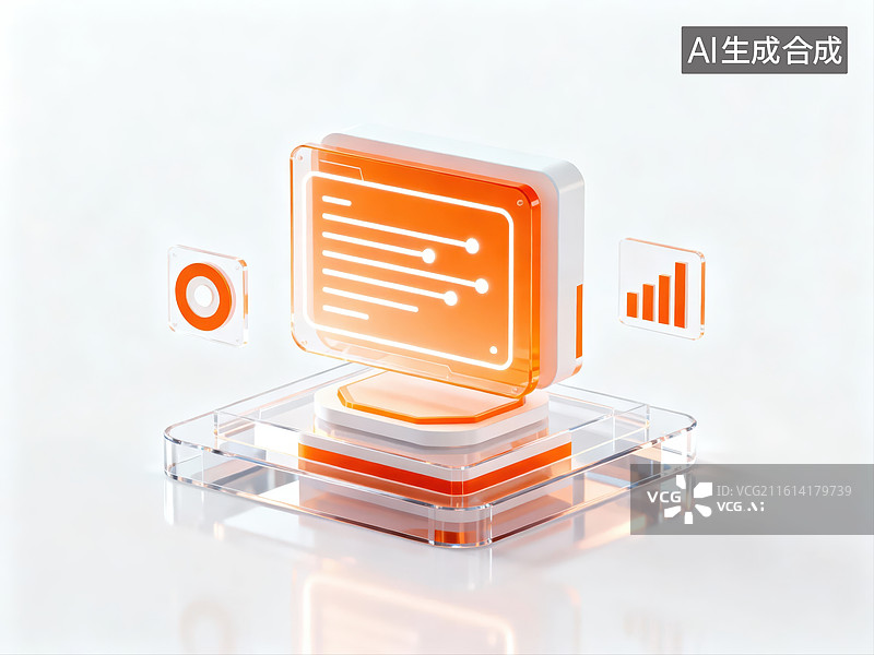 【AI数字艺术】透明设备与数据可视化界面图片素材