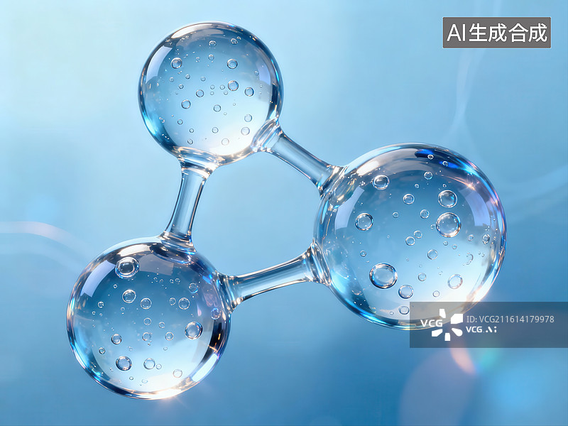 【AI数字艺术】水分子结构三维模型图片素材