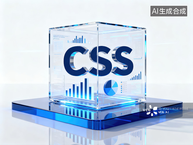 【AI数字艺术】透明立方体中的CSS标识图片素材