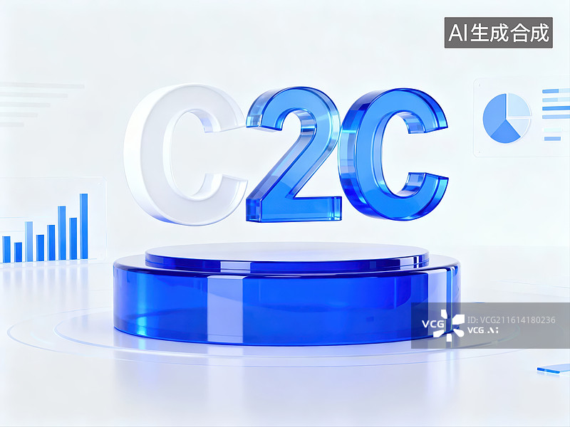 【AI数字艺术】C2C标志三维展示图图片素材