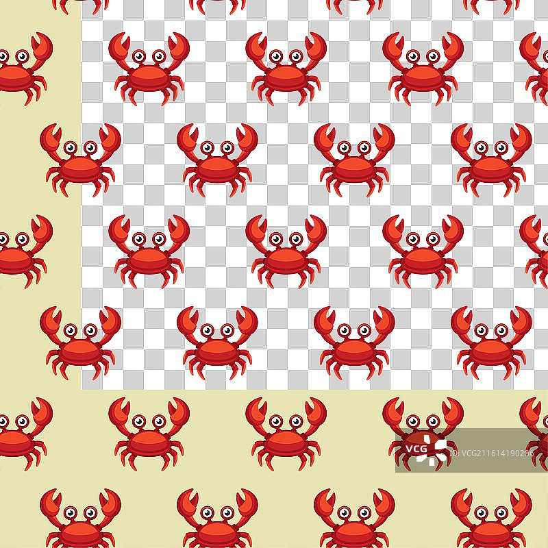 沙滩背景上的螃蟹无缝图案图片素材