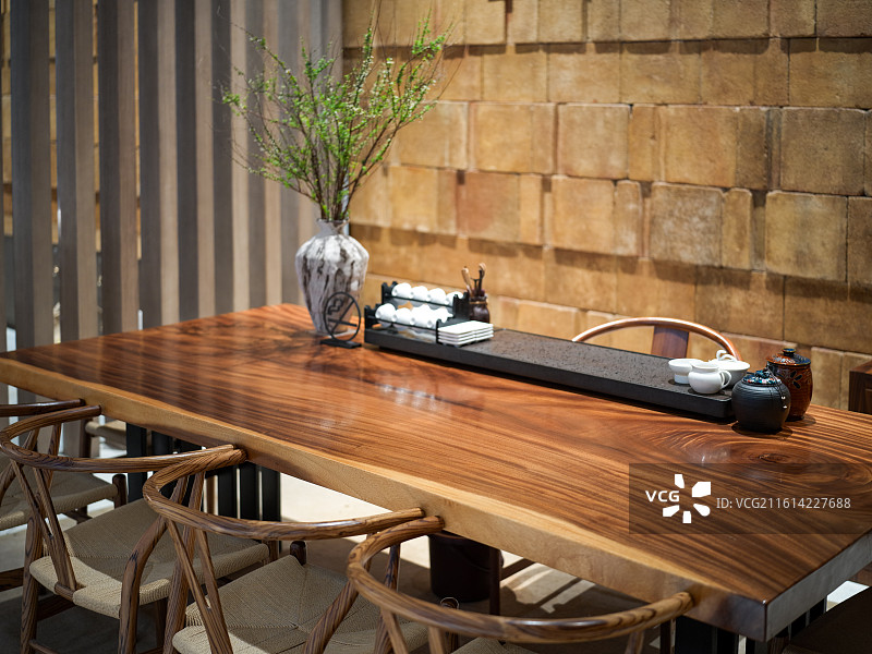 中式茶桌空间布置图片素材