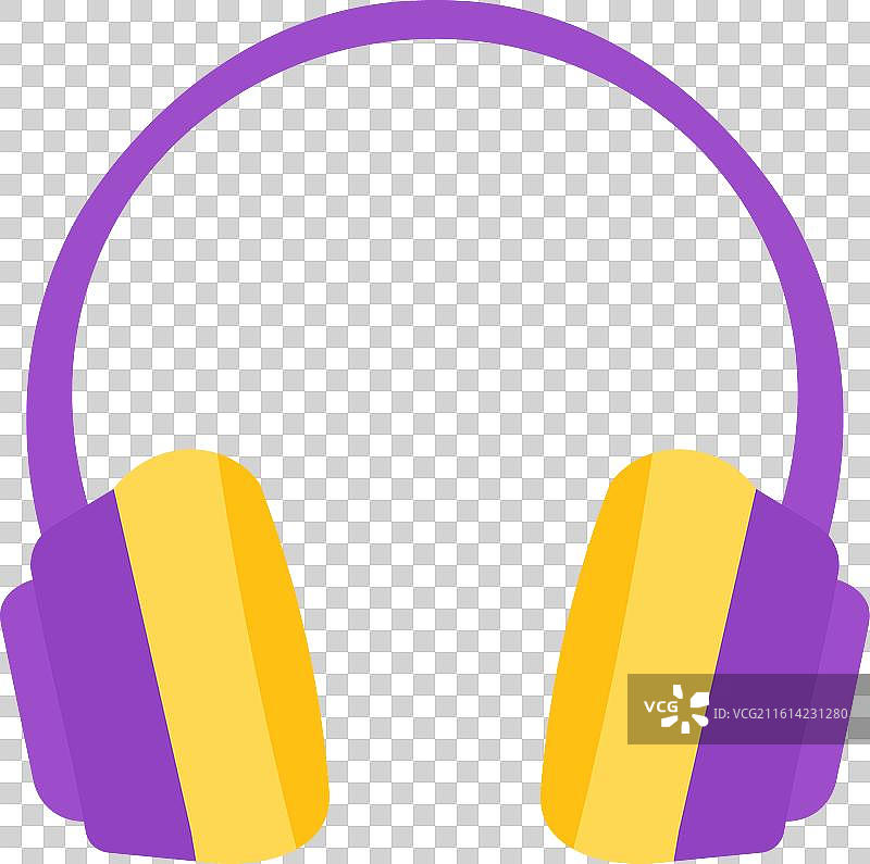 鲜艳色彩的耳机扁平图标设计图片素材