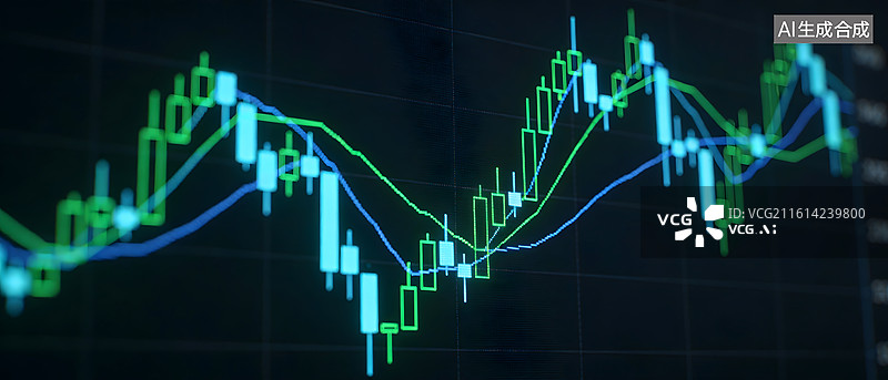 【AI数字艺术】金融图表波动趋势分析图片素材