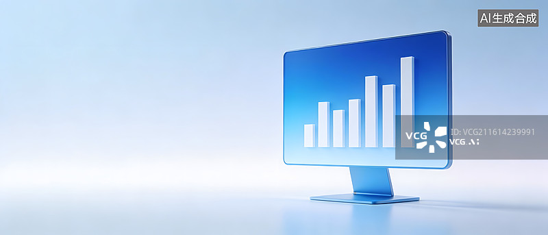 【AI数字艺术】蓝色屏幕数据图表展示图片素材