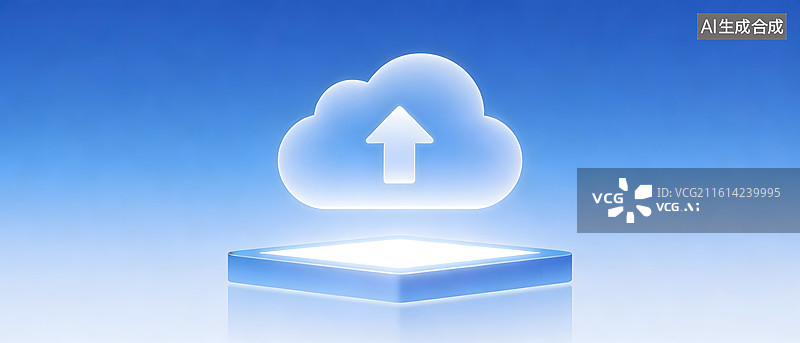 【AI数字艺术】蓝色渐变背景上的云图标图片素材