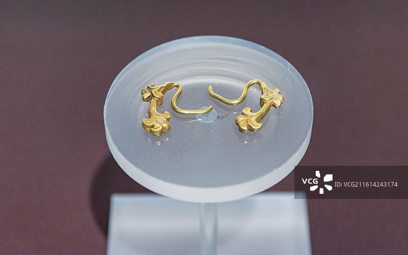 荔枝金耳环 北宋时期 易县博物馆藏 北京通州大运河博物馆“宋韵辽风”易县大北城宋辽金银器窖藏展图片素材