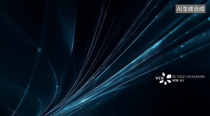 【AI数字艺术】深蓝色背景中光线交织的抽象动态图案图片素材