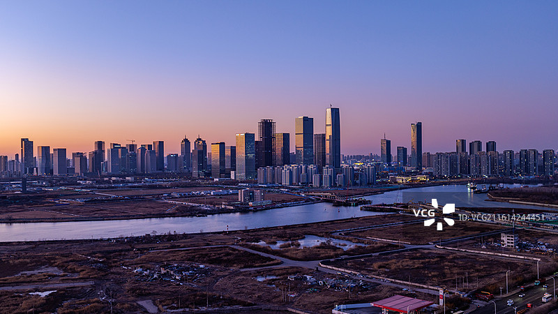 天津市滨海新区于家堡响螺湾城市天际线图片素材