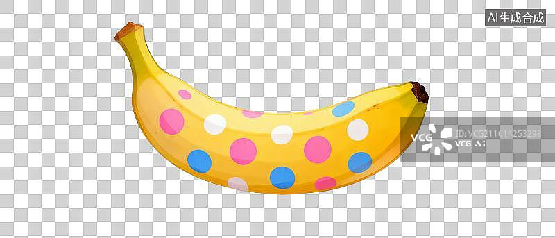 【AI数字艺术】彩色斑点香蕉的卡通插画图片素材