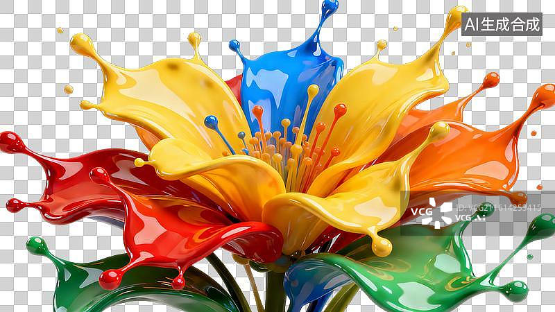 【AI数字艺术】多彩液体花瓣艺术造型图片素材
