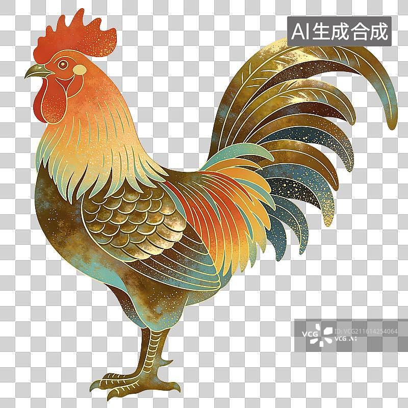 【AI数字艺术】青铜器公鸡插画图片素材