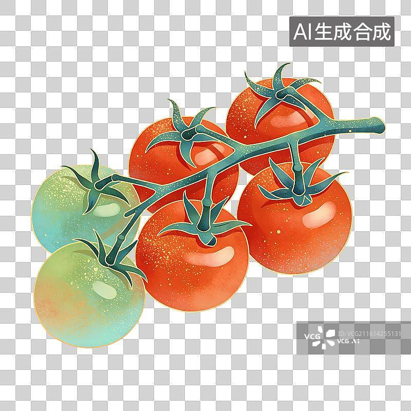 【AI数字艺术】樱桃番茄插画图片素材