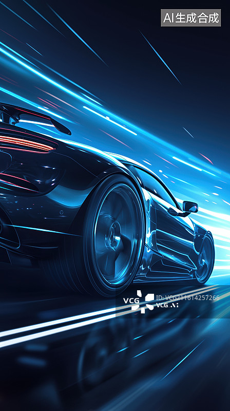 【AI数字艺术】高速行驶的未来感跑车图片素材