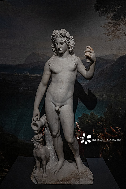 公元1世纪 酒神狄俄尼索斯雕像 杭州西湖博物馆 对话庞贝 那不勒斯国家考古博物馆 庞贝文物展图片素材