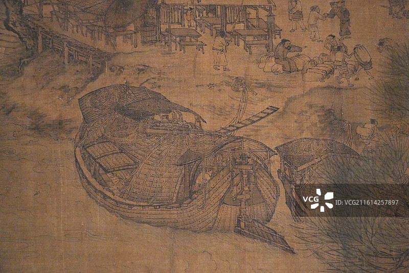 清明上河图局部特写，北宋张择端，故宫午门百年守护特展图片素材