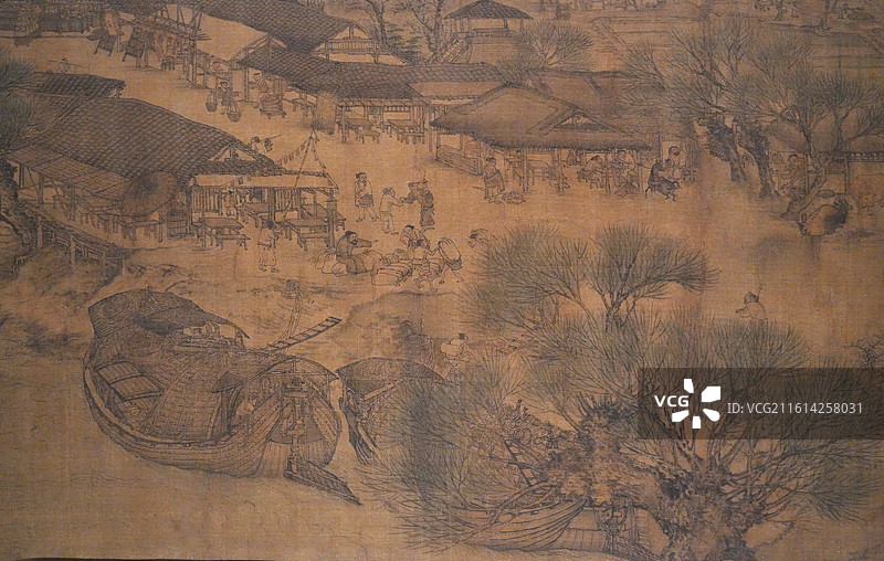 清明上河图局部特写，北宋张择端，故宫午门百年守护特展图片素材