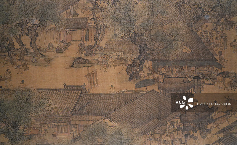 清明上河图局部特写，北宋张择端，故宫午门百年守护特展图片素材