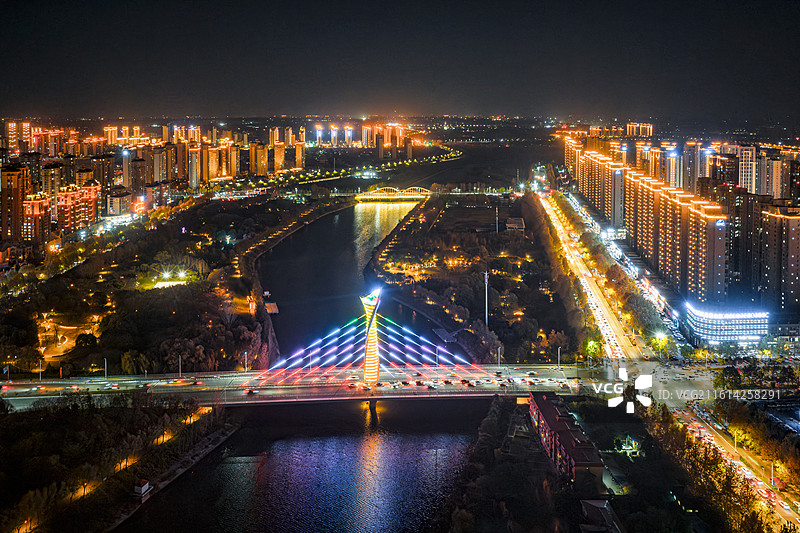 航拍禹州市夜景风光图片素材