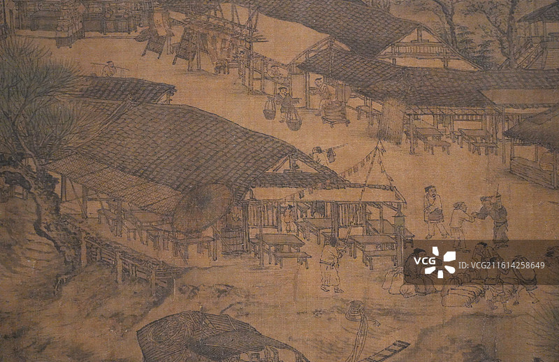 清明上河图局部特写，北宋张择端，故宫午门百年守护特展图片素材