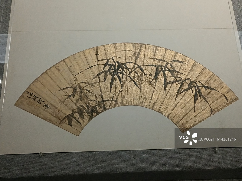 古代书画诗文扇面。花鸟麻雀梅竹兰花竹子林古董文物图片素材