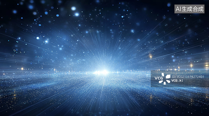 【AI数字艺术】蓝色光芒四射的宇宙星空场景图片素材