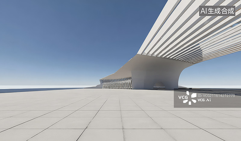 【AI数字艺术】现代建筑结构下的广阔空旷地面景观图片素材