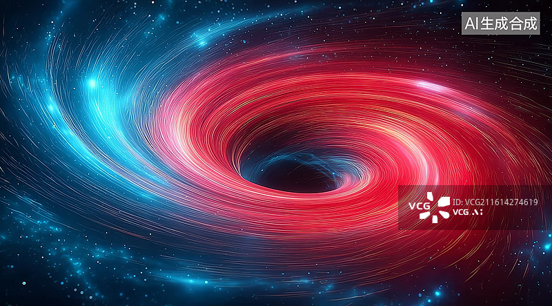 【AI数字艺术】宇宙星云漩涡中心黑洞的抽象艺术图像图片素材