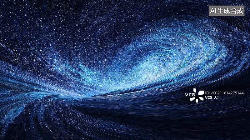 【AI数字艺术】深邃宇宙中蓝色漩涡星系的壮丽景象图片素材