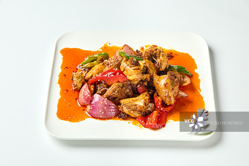 西北清真美食爆炒土鸡图片素材