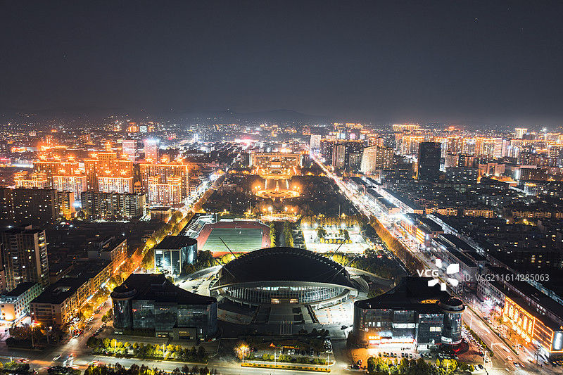 航拍禹州市夜景风光图片素材