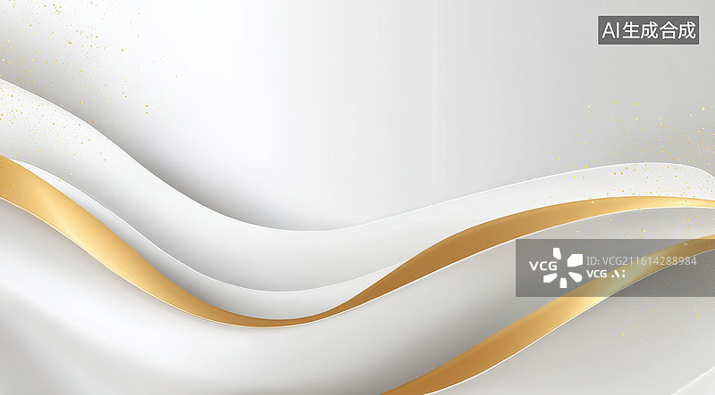 【AI数字艺术】白色背景上的金色波浪线条装饰图案图片素材